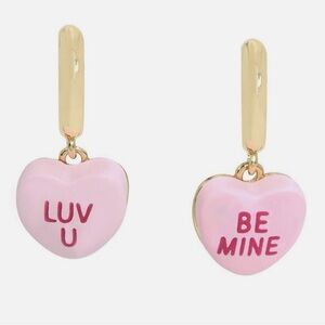Betsey Johnson Pink and Gold Heart Earrings